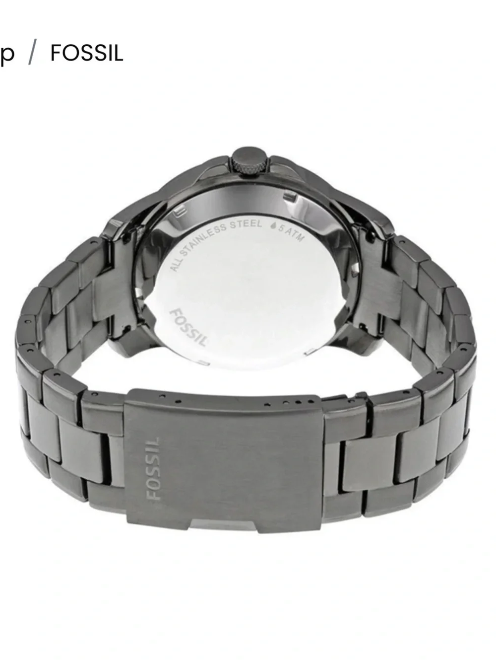 Fossil men's watch with blue dial and gray steel bracelet